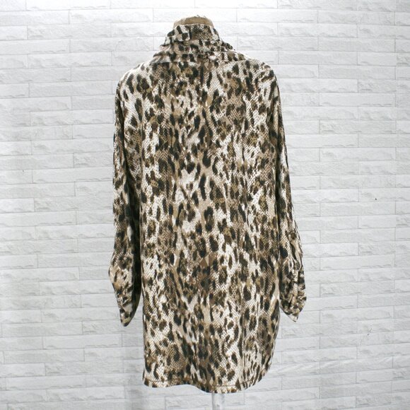 RUBY RD. Top Knit Sweatshirt Sweater Funnel Neck Animal Print Plus Size 1X - Picture 8 of 15